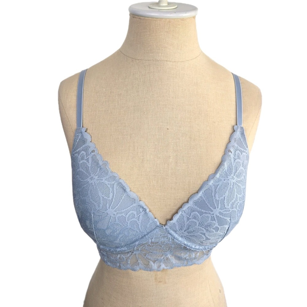 Victoria's Secret PINK Push Up Bralette Size M‎ Bra Blue Lace Fairycore Lingerie
